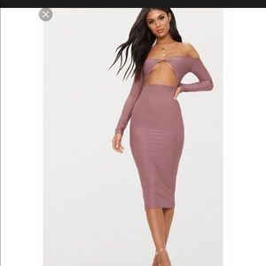 Mauve cut out dress midi